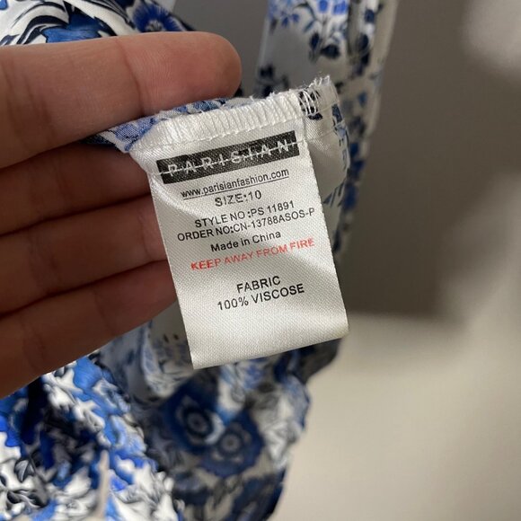 ASOS Parisian Long Sleeve Romper Size 6 Petite Floral Border Print Blue 6P - Picture 10 of 12